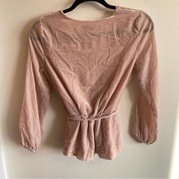 J. Crew Faux Wrap Drapey Velvet Blouse in Light Pink Size 0 / XS - Picture 4 of 7